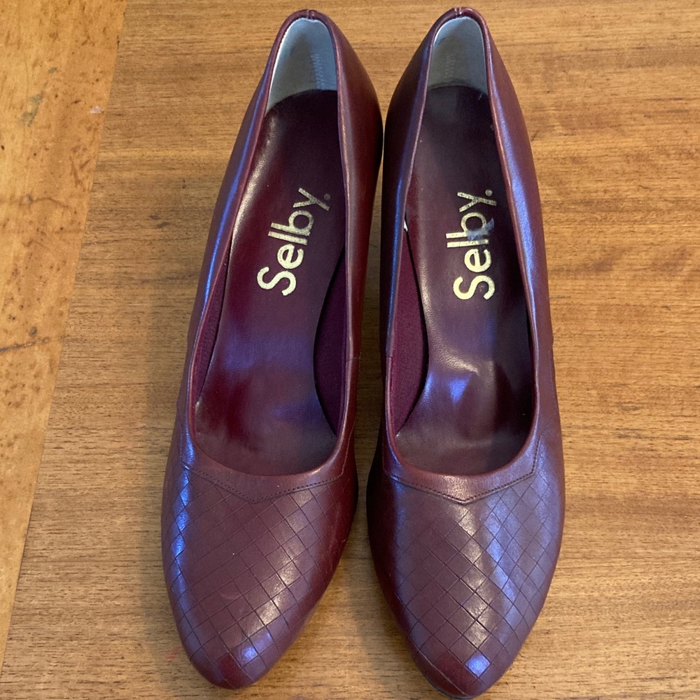Vintage Selby Heels Burgundy Leather 9 1/2